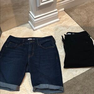 Old Navy Black Skinny Jeans and Blue Jean Shorts